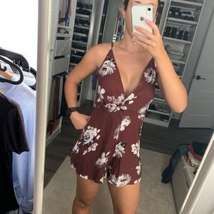 Burgundy Floral Romper ALX Couture S